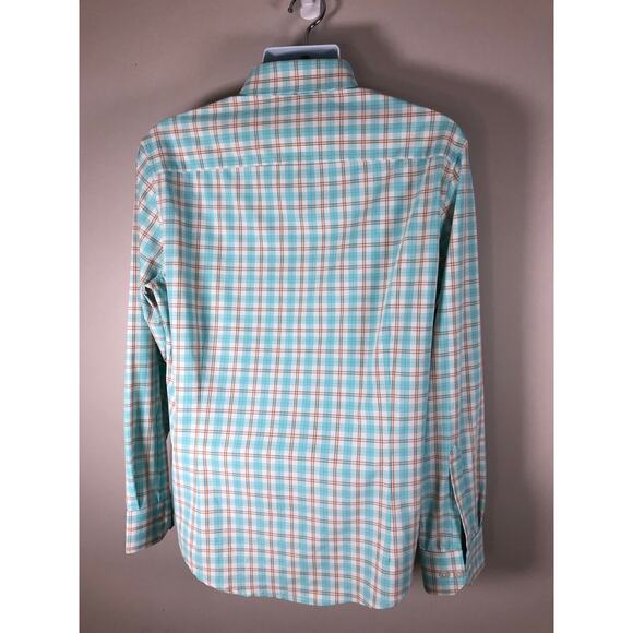 Mizzen + Main Men’s Long Sleeve Button Down Shirt Size L Blue White And Orange - Picture 7 of 13